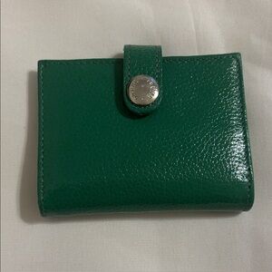 Prune Forest Green Leather Card Holder Wallet EUC